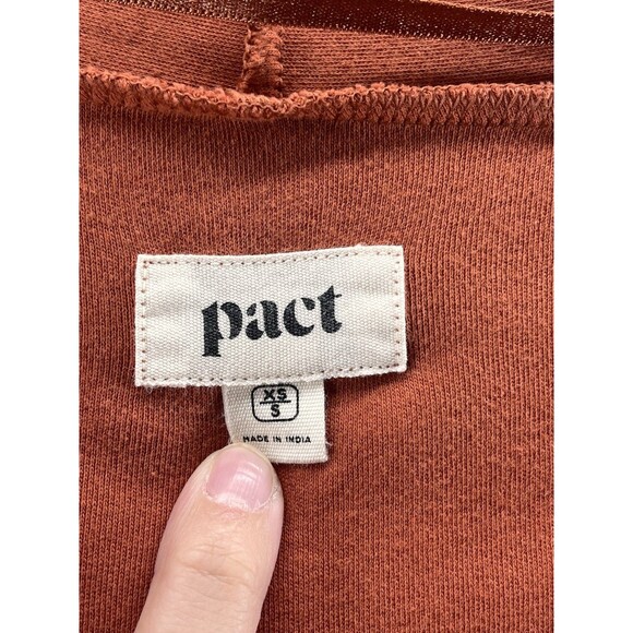 Pact Airplane Cardigan Women XS/S Orange Organic Cotton Open Pockets Oversized - Picture 2 of 7